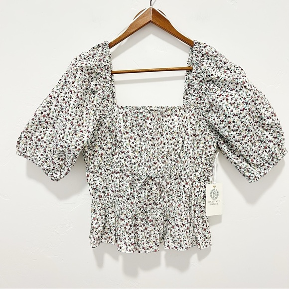 NEW Tuckernuck Hyacinth House Floral Payton Blouse Bows Puff Sleeve Size Large - Picture 2 of 12